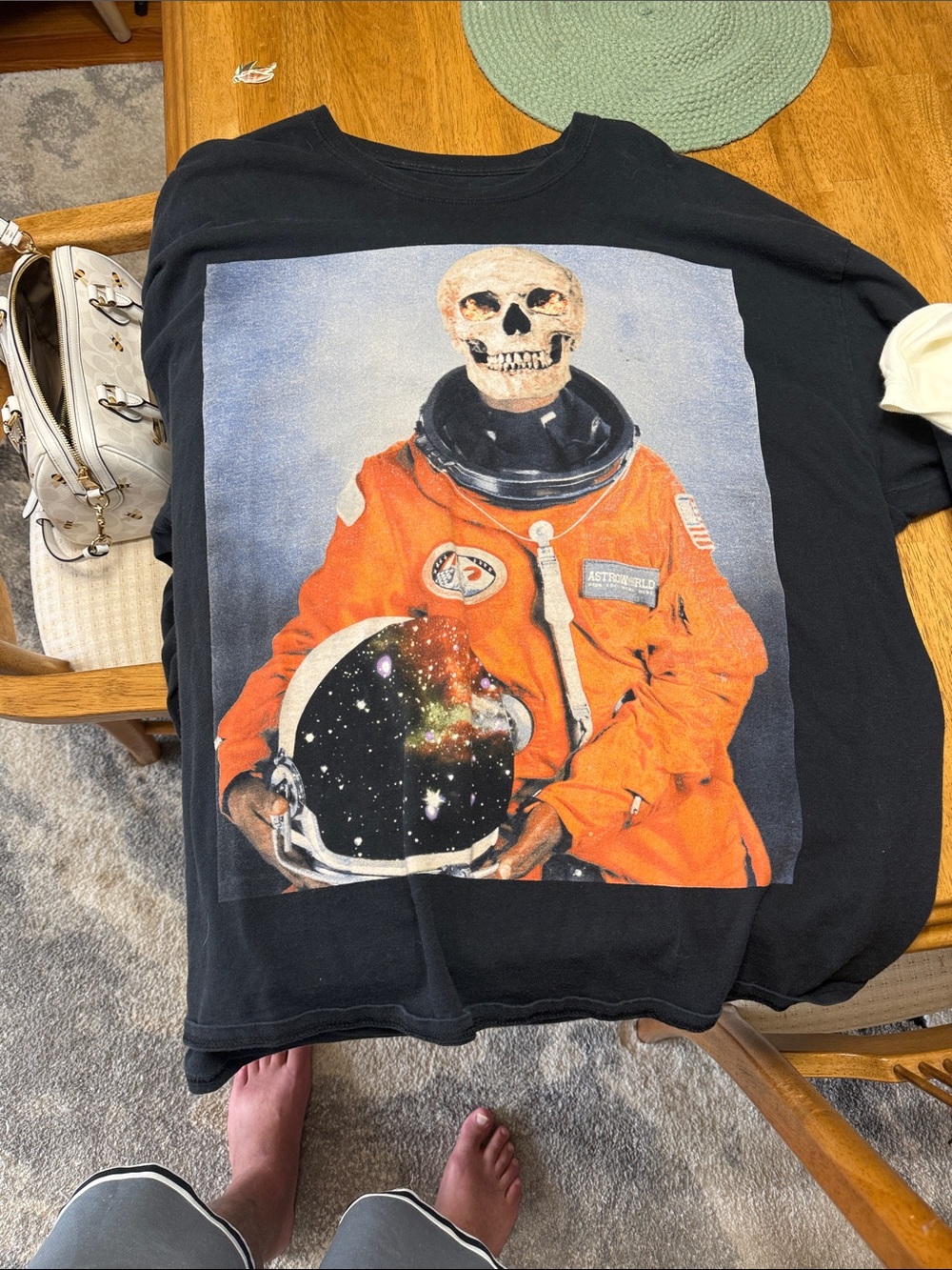 Travis Scott Black Long Sleeve Shirt with Orange Astronaut Graphic